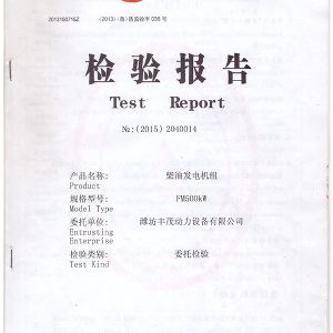 FM500KW柴油發電機組 檢驗報告